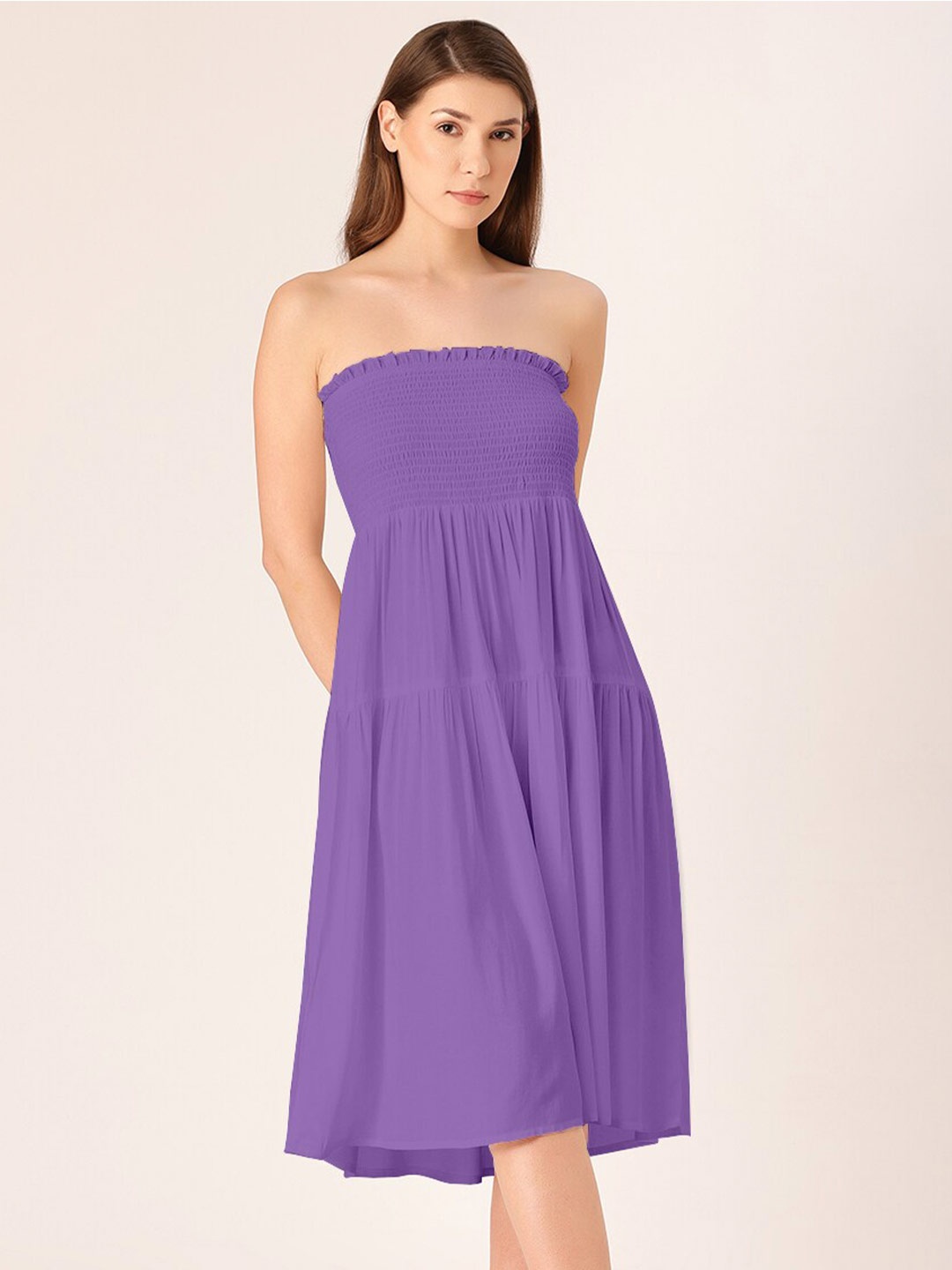 

DressBerry Off-Shoulder A-Line Midi Dress, Lavender