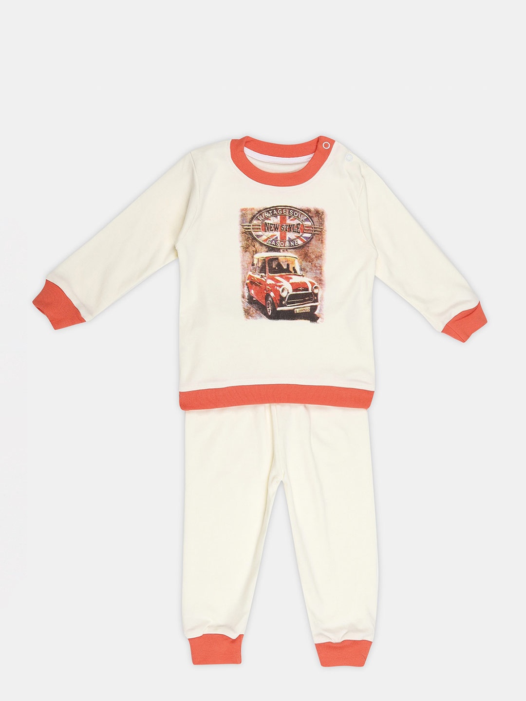 

YK Kids Graphic Printed Pure Cotton Night Suit, Orange