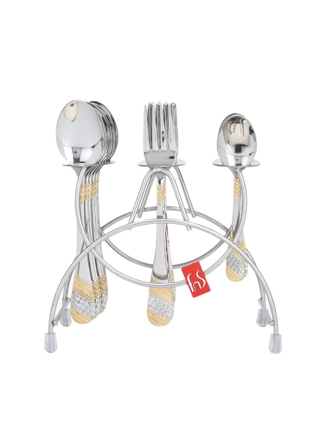 

FNS 18Pcs Gold-Toned Stainless Steel Cutlery set with Stand, Silver