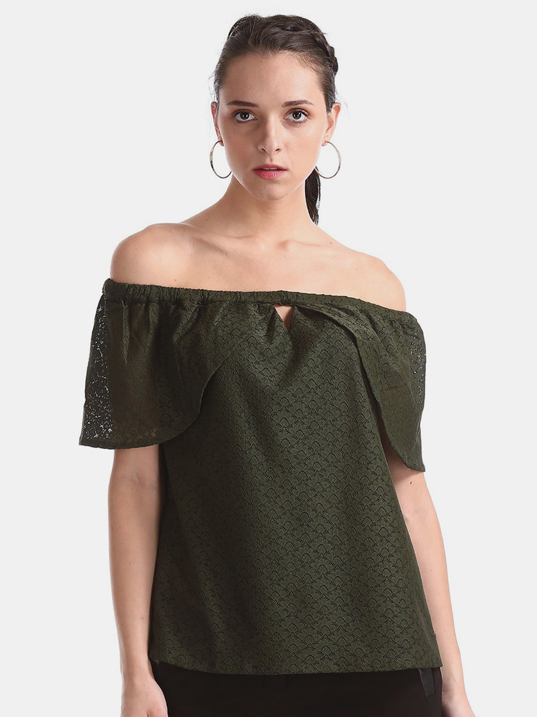 

V-Mart Off-Shoulder Bardot Top, Green