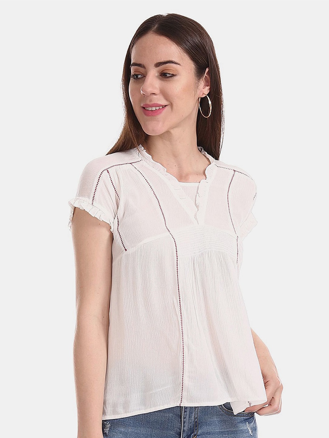

V-Mart V-Neck Short Sleeves Regular Top, White