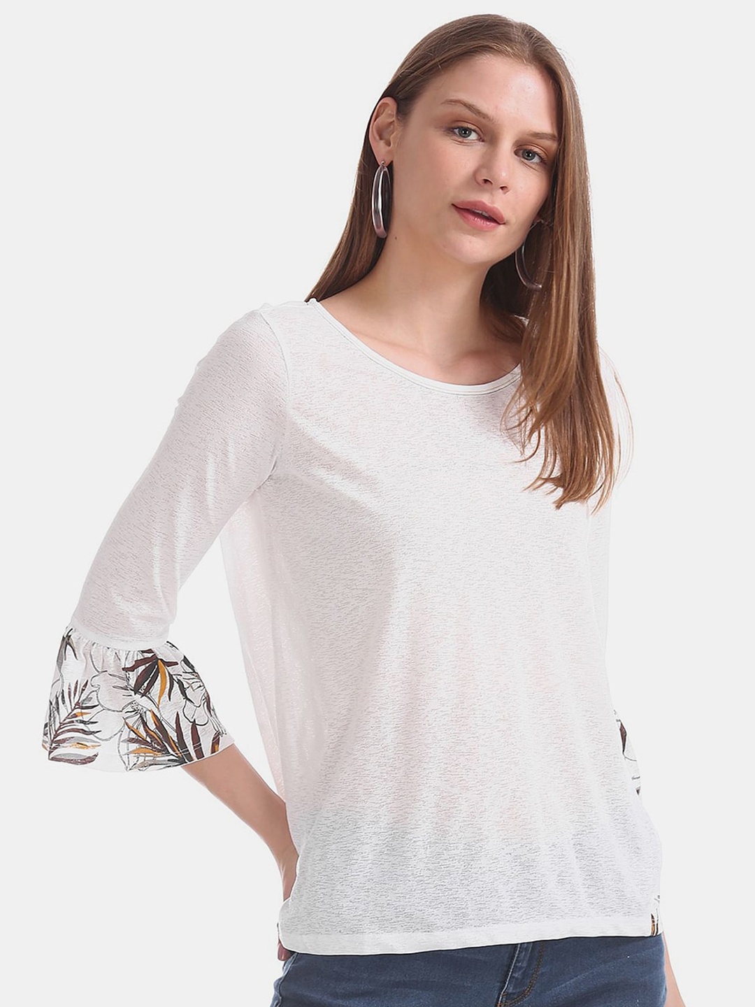 

V-Mart Round Neck Cotton Top, White