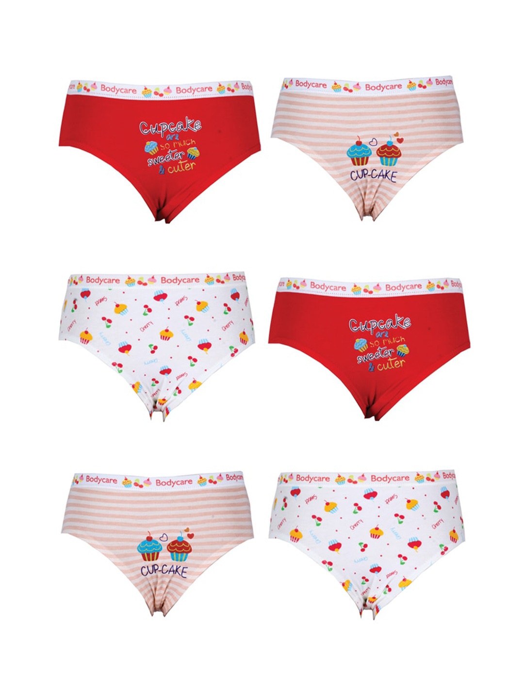 

Bodycare Kids Pack Of 6 Assorted Pure Cotton Hipster Briefs