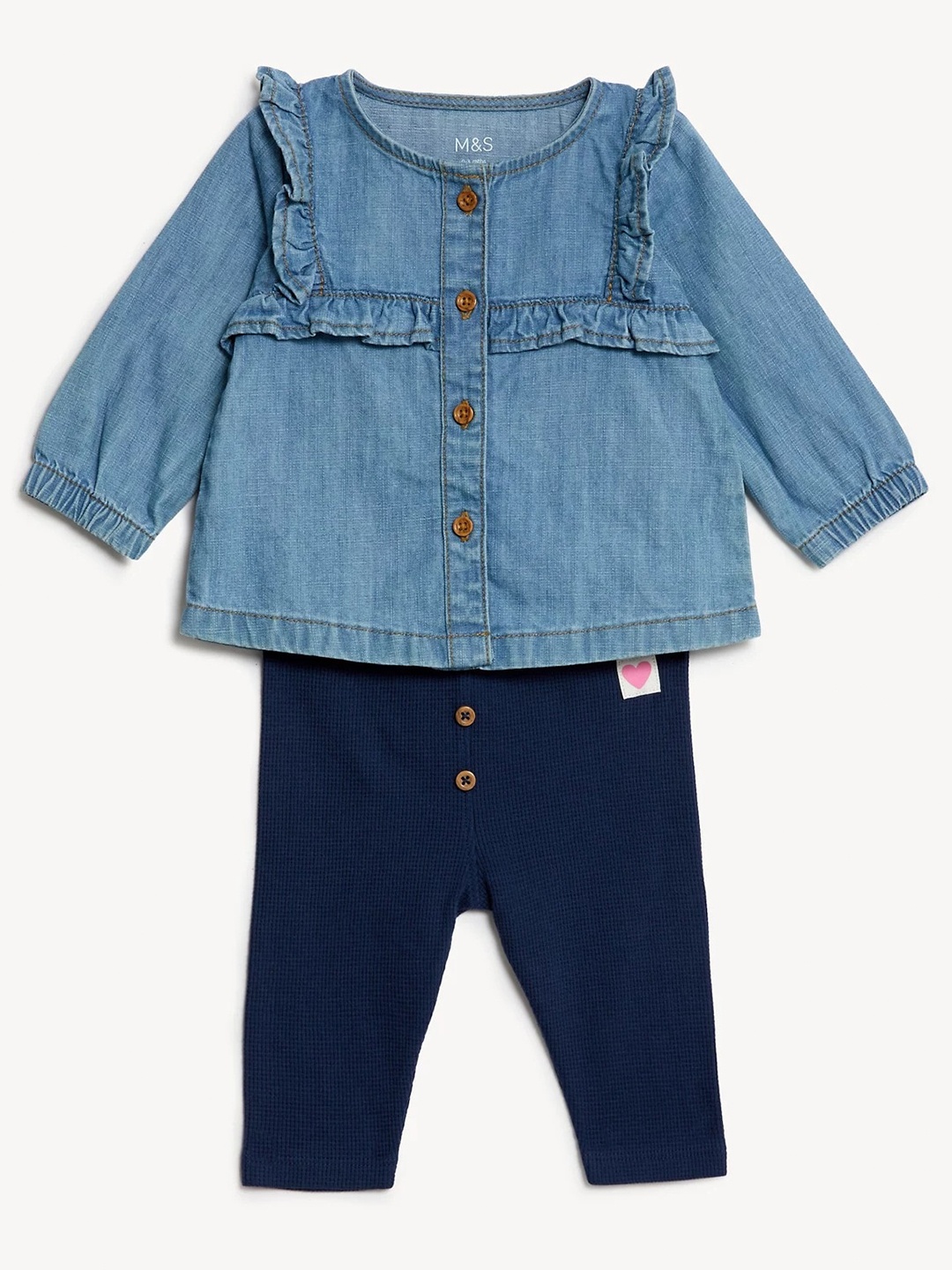 

Marks & Spencer Girls Pure Cotton Top with Leggings, Blue