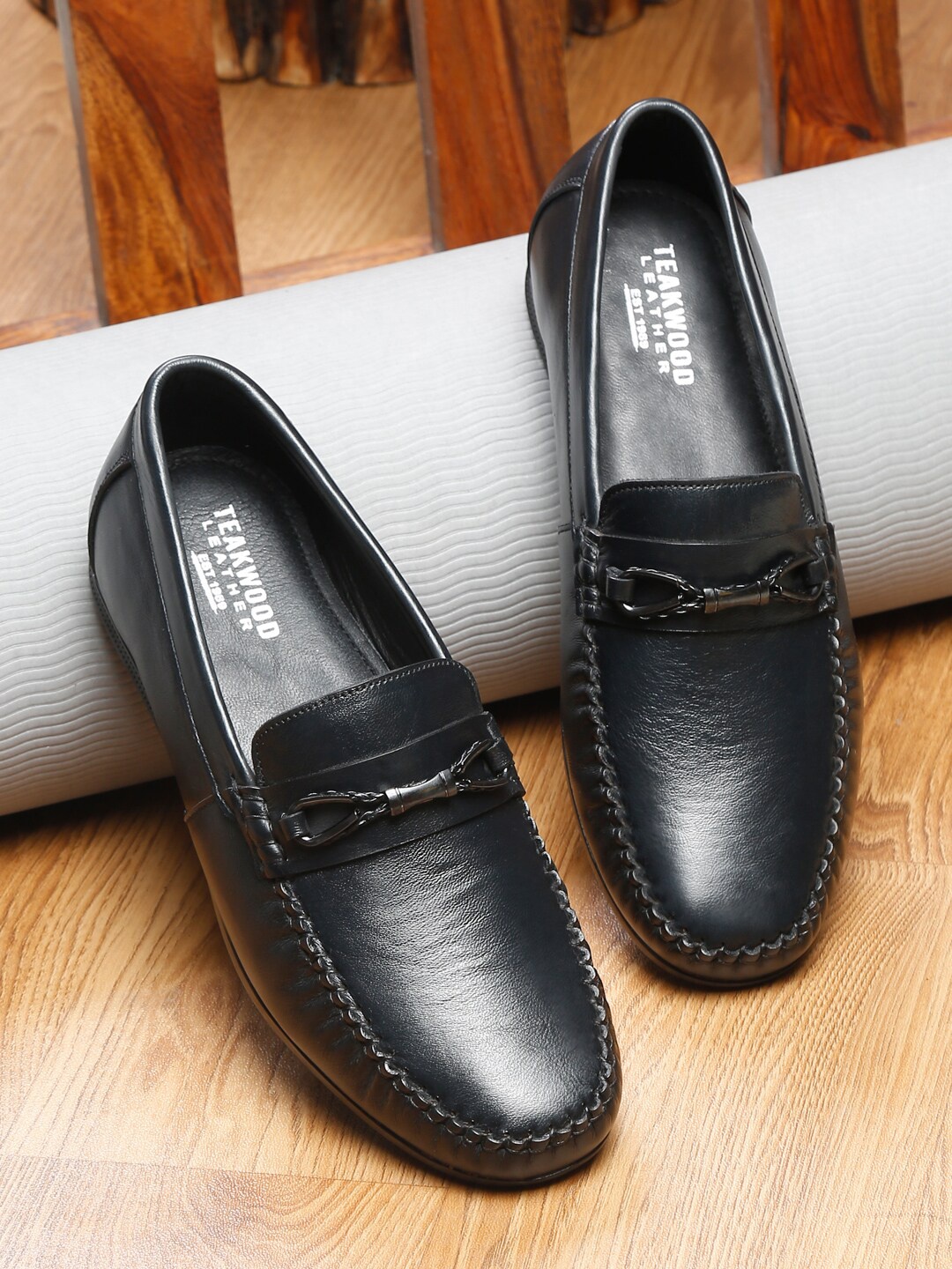 

Teakwood Leathers Men Formal Leather Loafers, Black