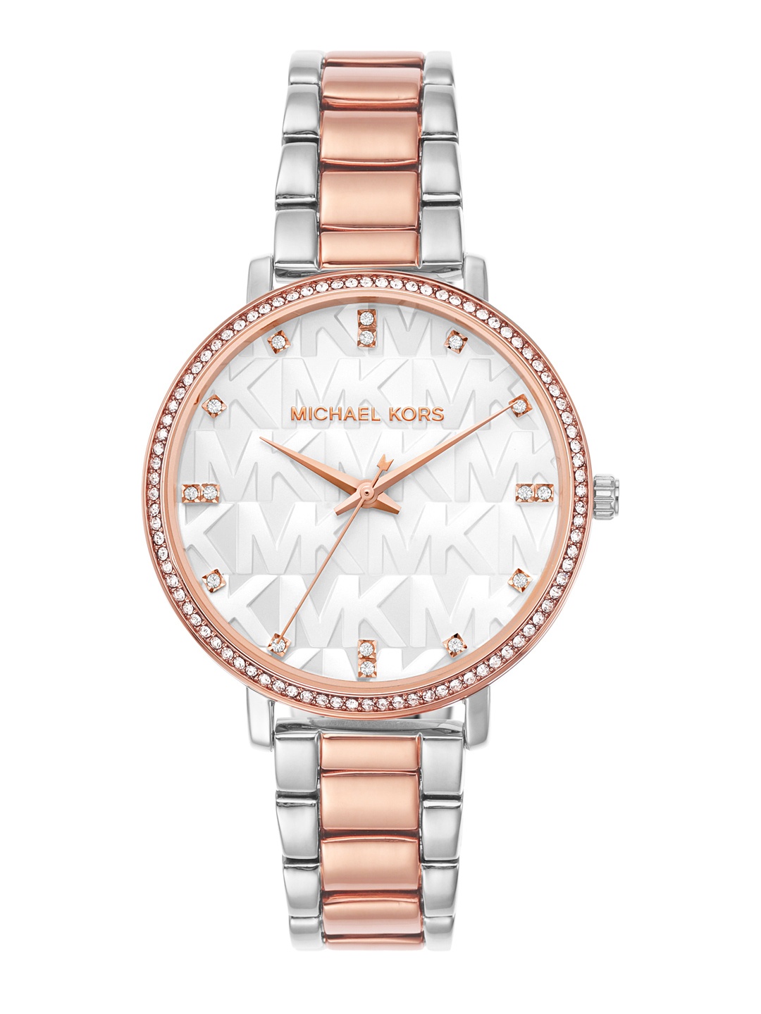 

Michael Kors Women Textured & Embellished Dial & Stainless Steel Analogue Watch MK4667T, White