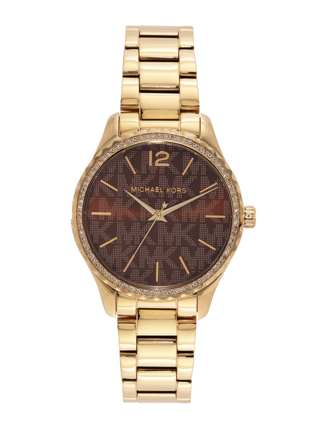 

Michael Kors Women Printed Dial & Stainless Steel Bracelet Style Analogue Watch MK7296T, Brown