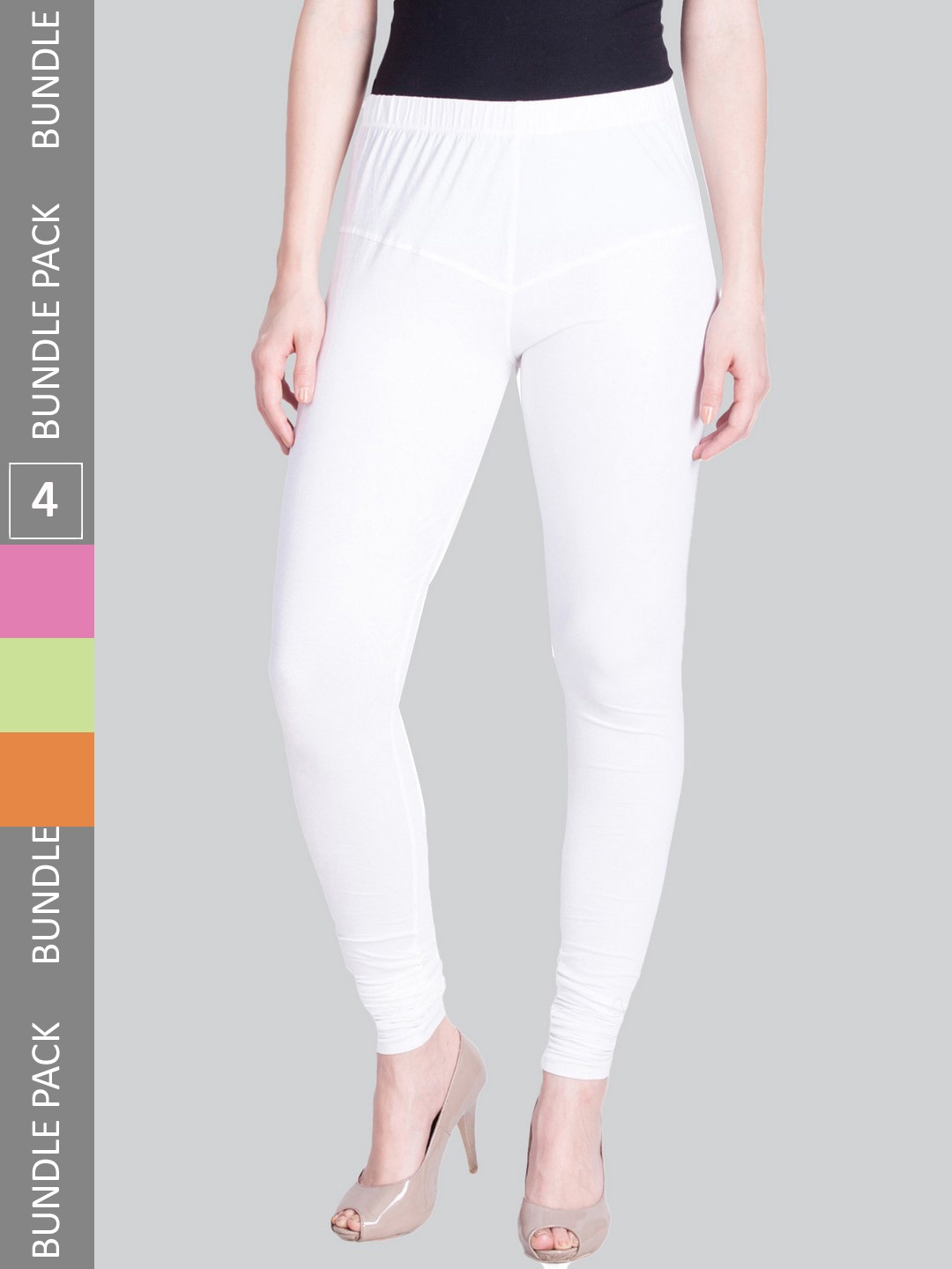 

LYRA Women Pack Of 4 Churidar-Length Cotton Lycra Leggings, White