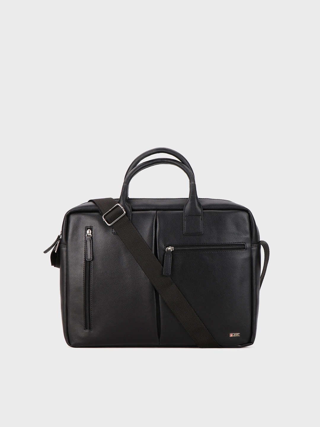 

SWISS MILITARY Men Leather Laptop Messenger Bag, Black