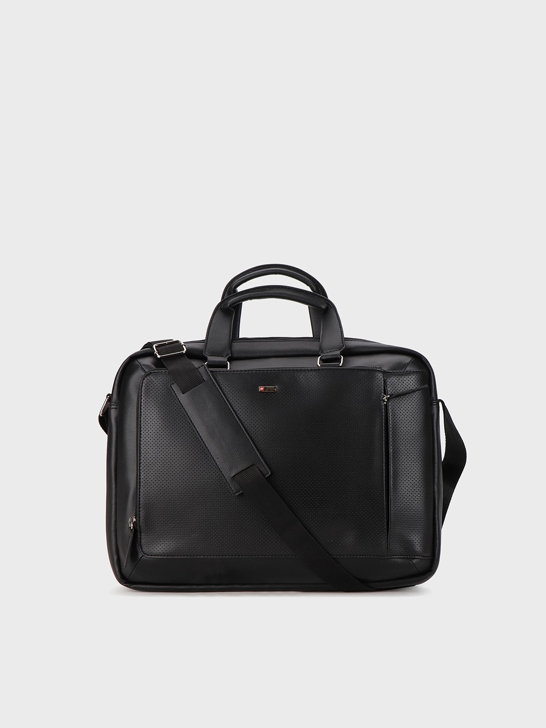 

SWISS MILITARY Men Leather Laptop Messenger Bag, Black
