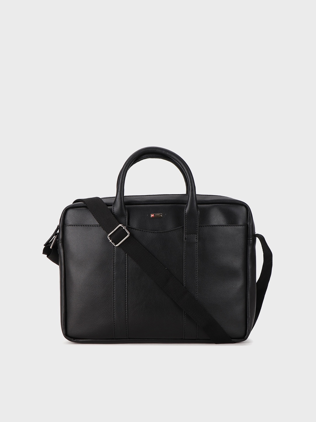

SWISS MILITARY Men Leather Laptop Messenger Bag, Black