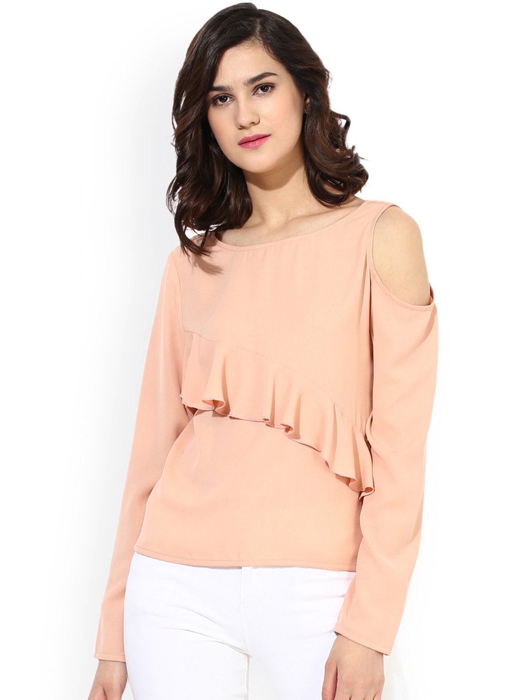 

Besiva Women Peach-Coloured Solid Top