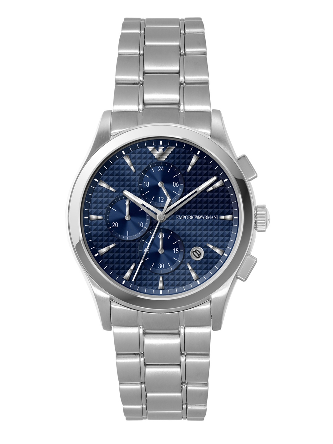 

Emporio Armani Men Textured Analogue Chronograph Automatic Solar Powered Watch AR11528, Blue