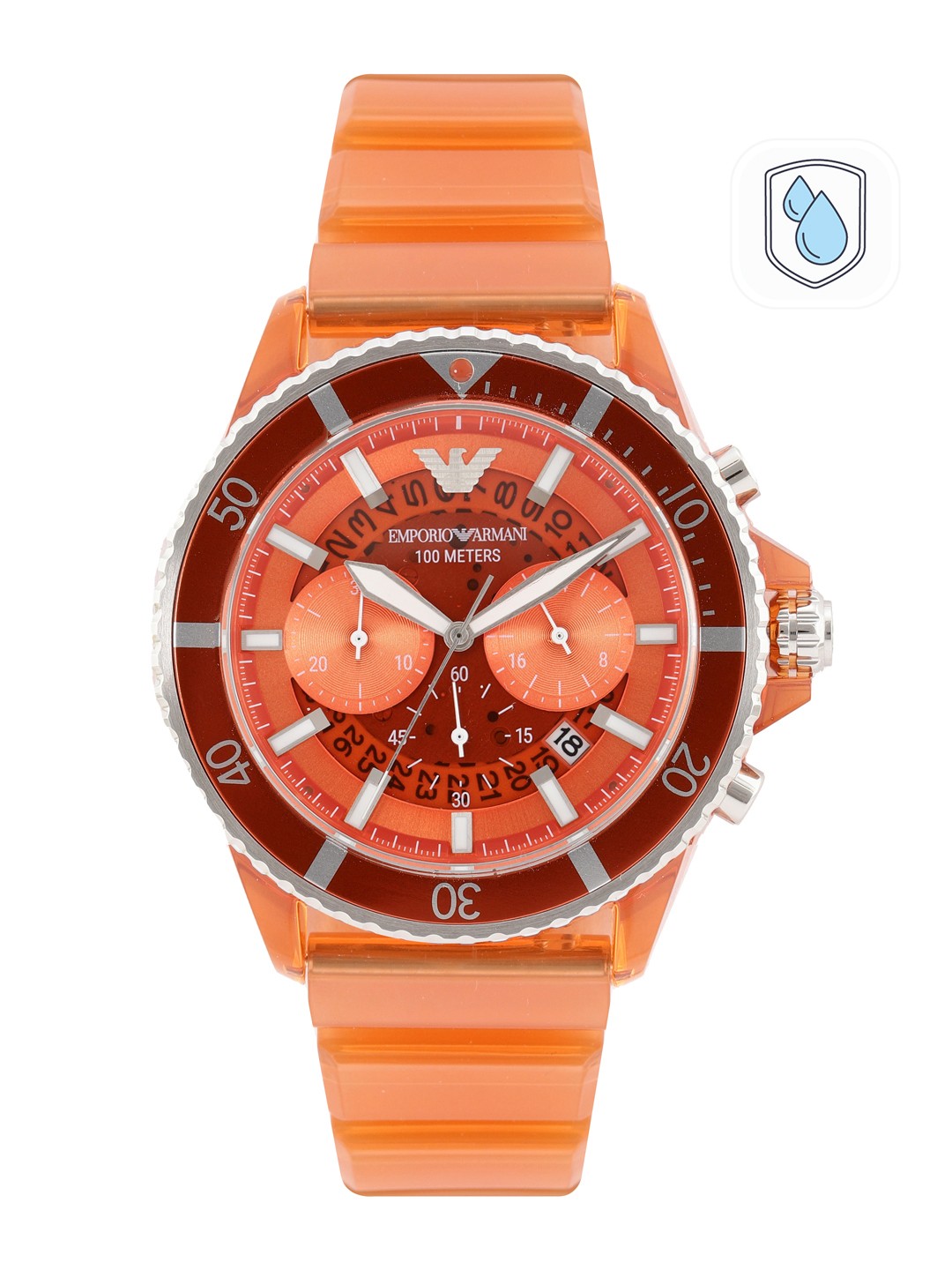 

Emporio Armani Men Patterned Analogue Watch AR11535, Orange