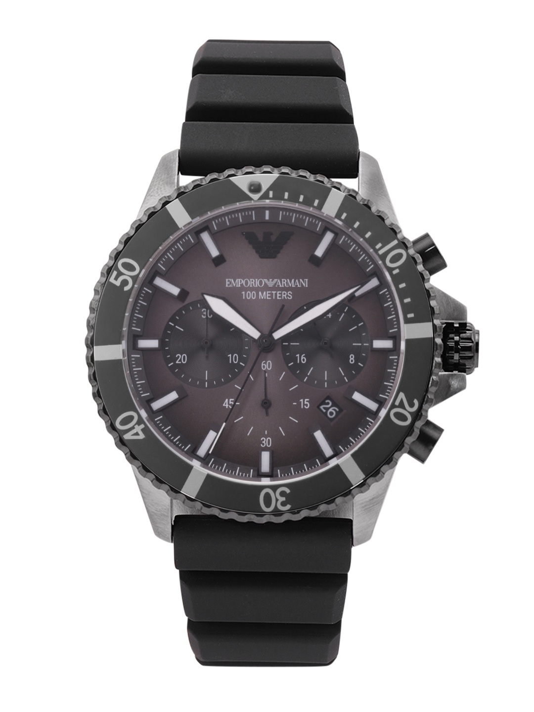 

Emporio Armani Men Solid Dial Analogue Chronograph Automatic Solar Powered Watch AR11515, Black