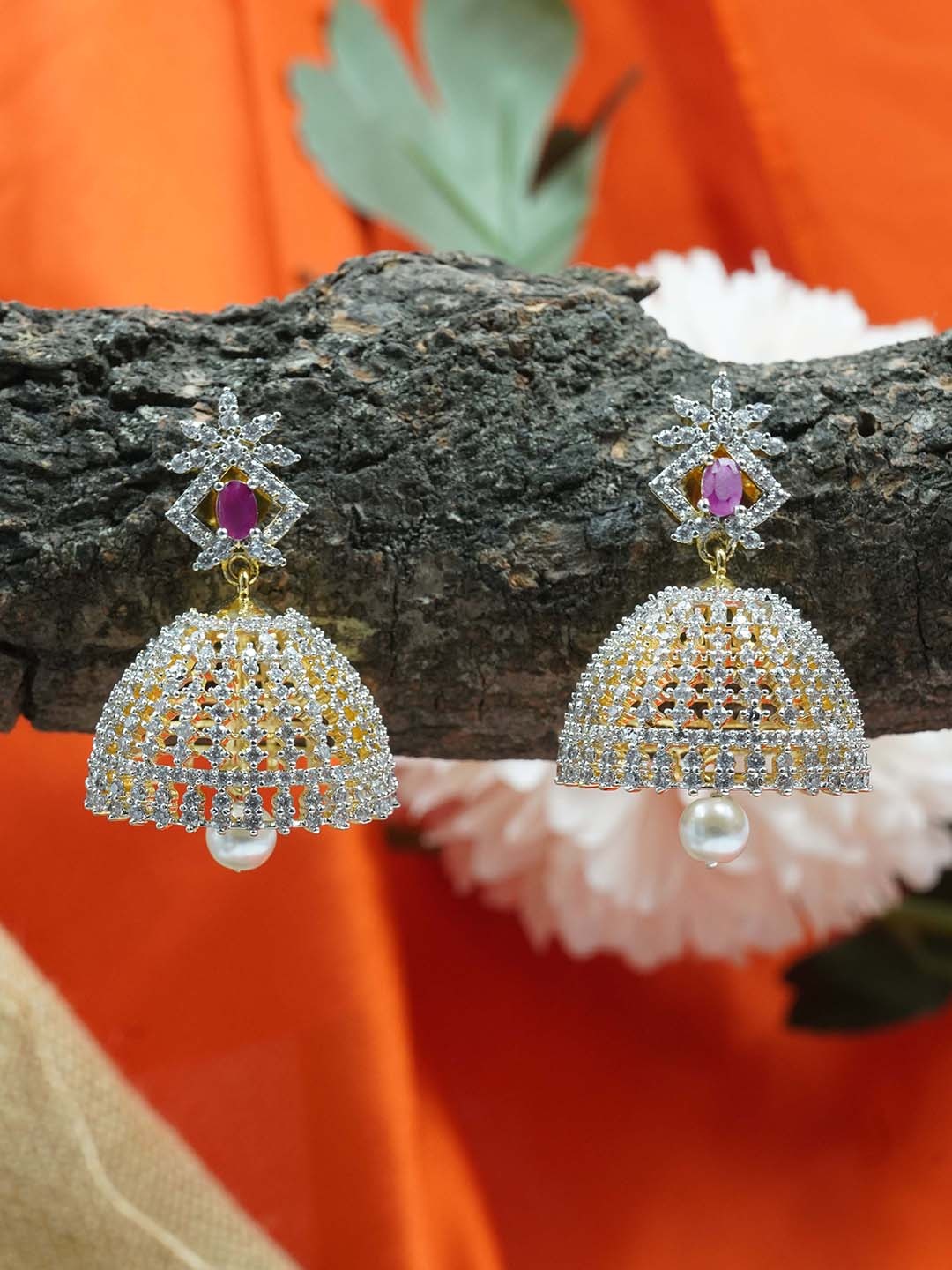 

GRIIHAM Contemporary Jhumkas Earrings, Pink