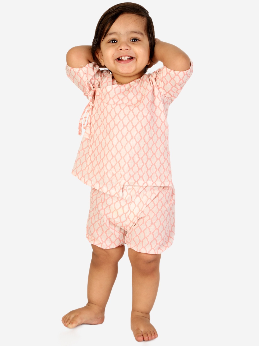 

Biglilpeople Infants Kids Printed Organic Cotton Top with Shorts, Pink