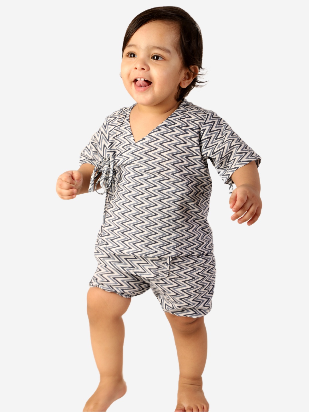 

Biglilpeople Infants Kids Printed Organic Cotton Top with Shorts, Blue