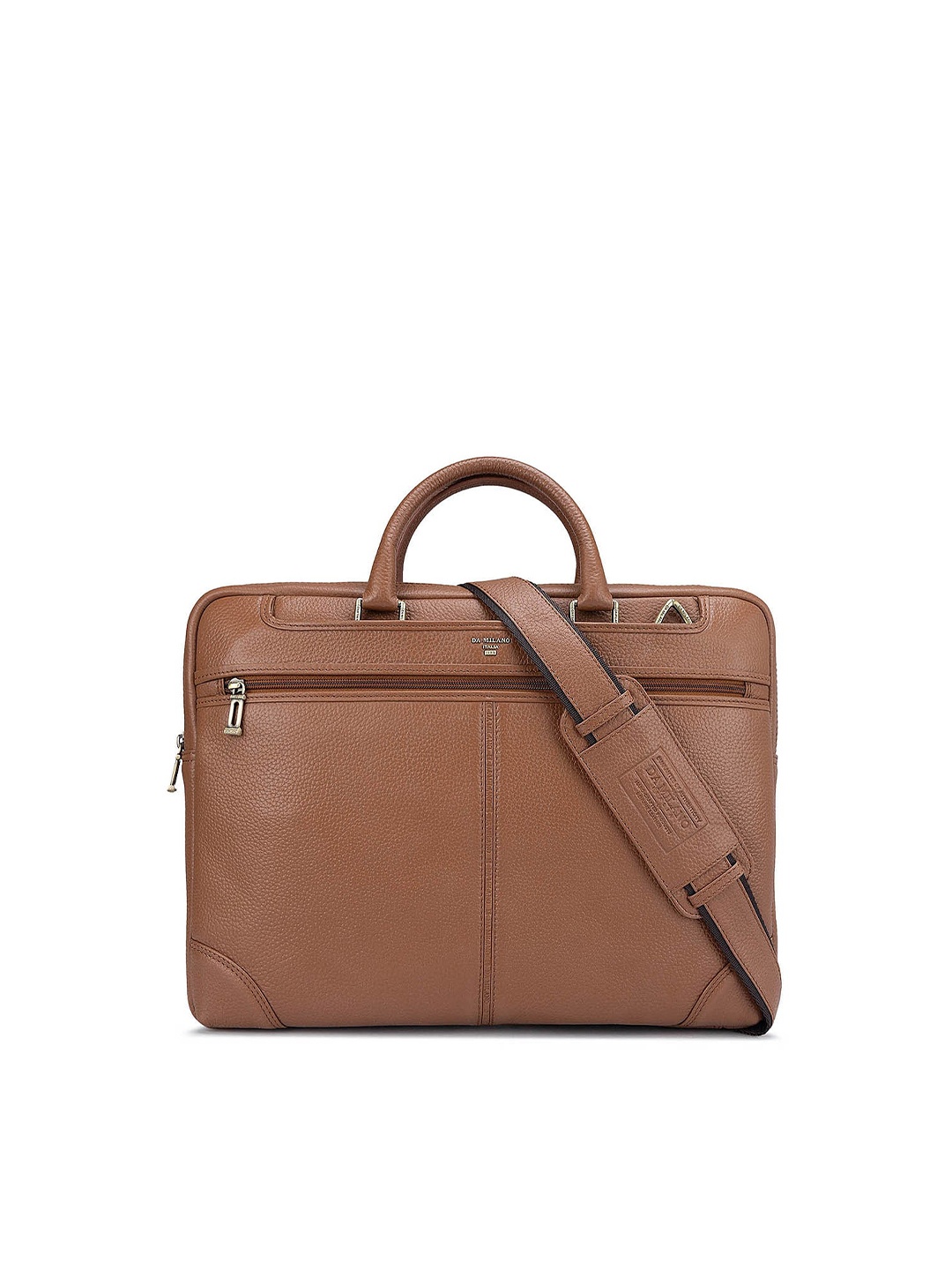 

Da Milano Textured Leather Laptop Bag, Brown