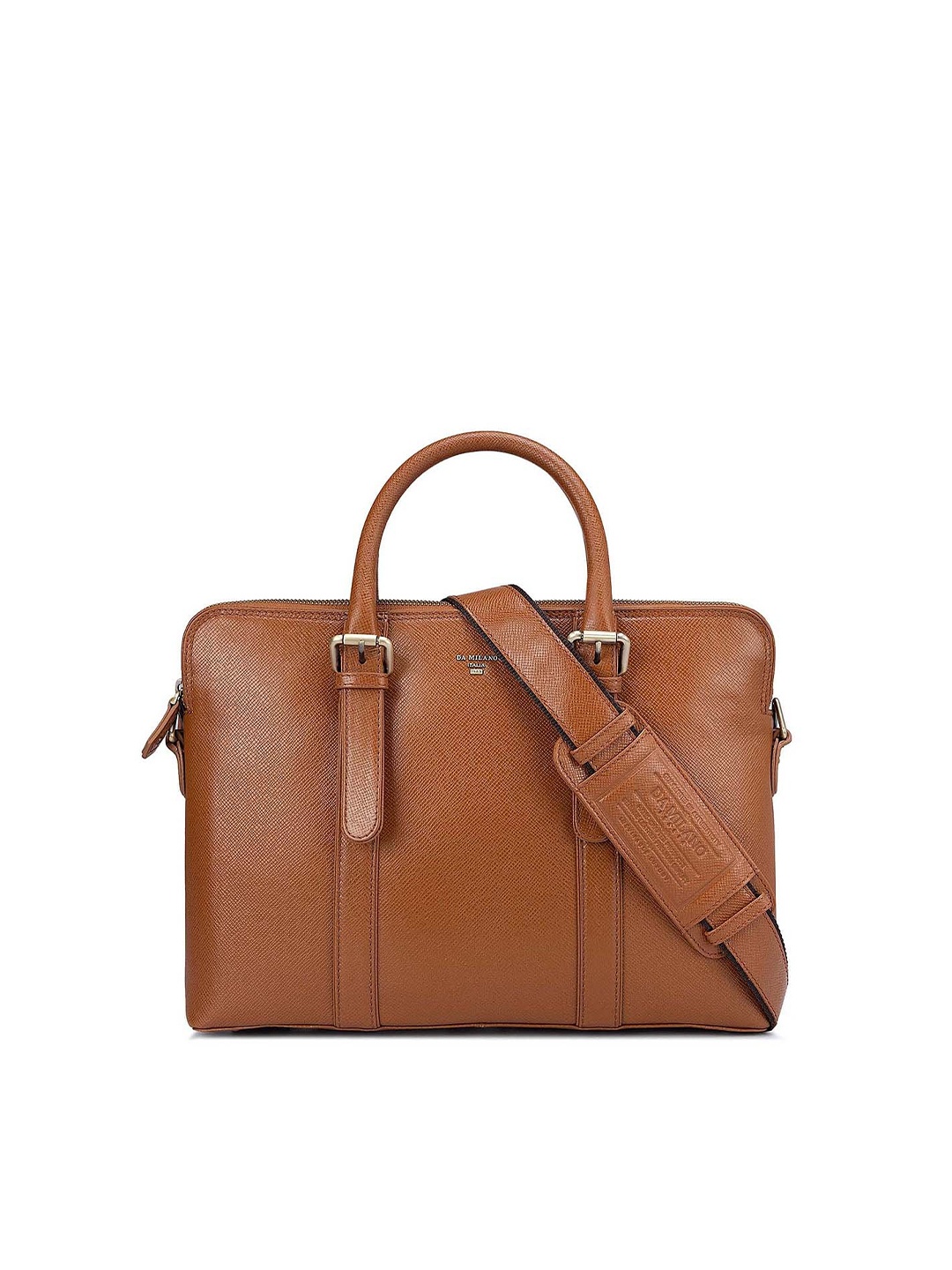 

Da Milano Textured Leather Laptop Bag, Brown