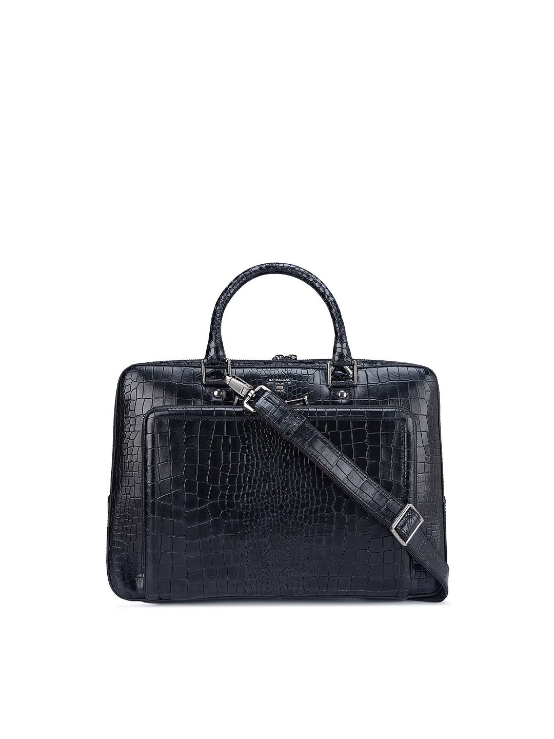 

Da Milano Textured Leather Laptop Bag, Black