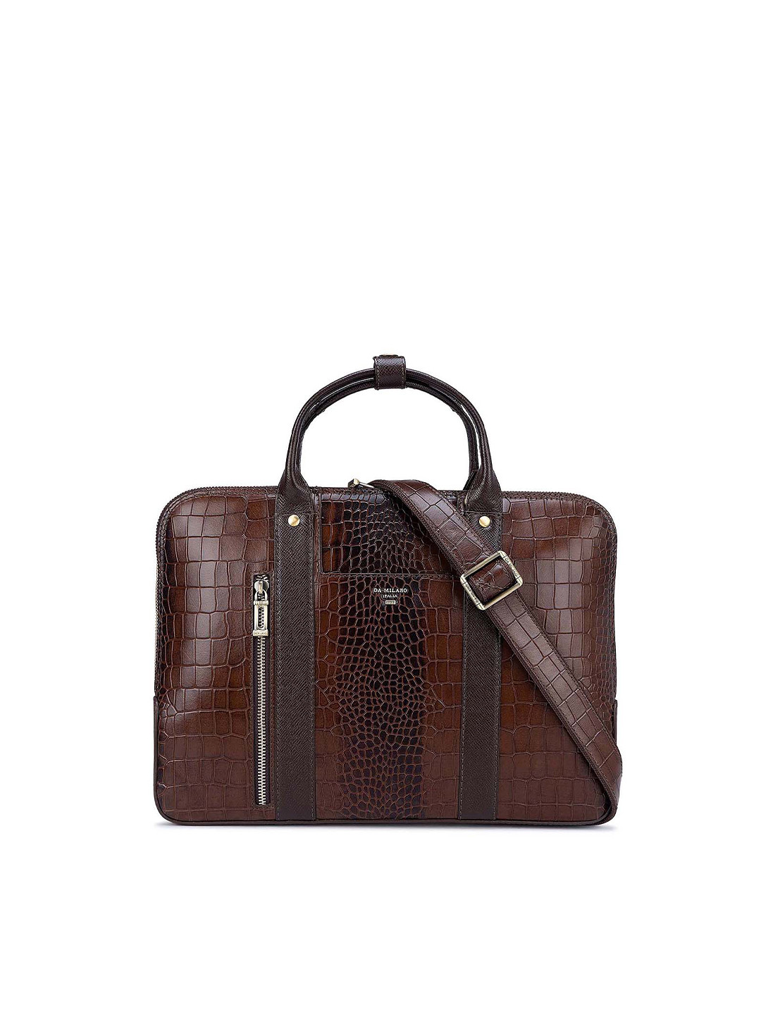 

Da Milano Textured Leather Laptop Sleeve, Brown