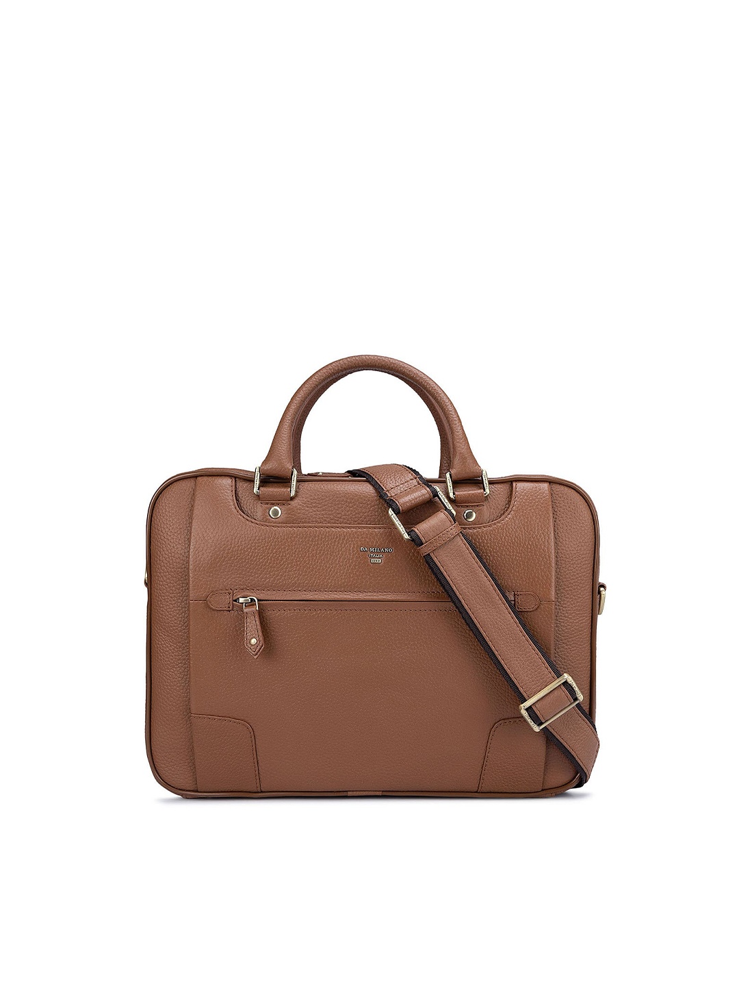 

Da Milano Textured Leather Laptop Bag, Brown