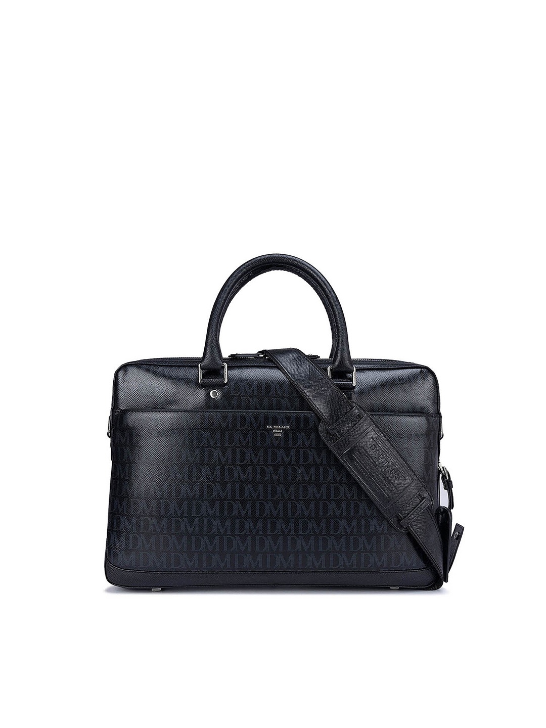 

Da Milano Textured Leather Laptop Bag, Black