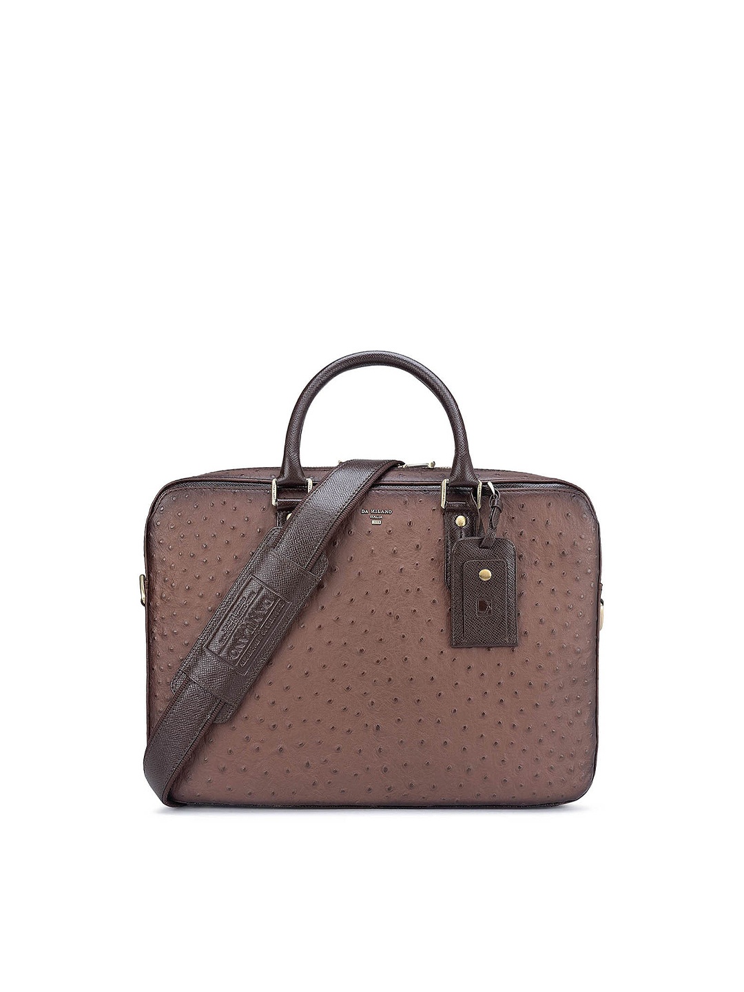 

Da Milano Textured Leather Laptop Bag, Brown