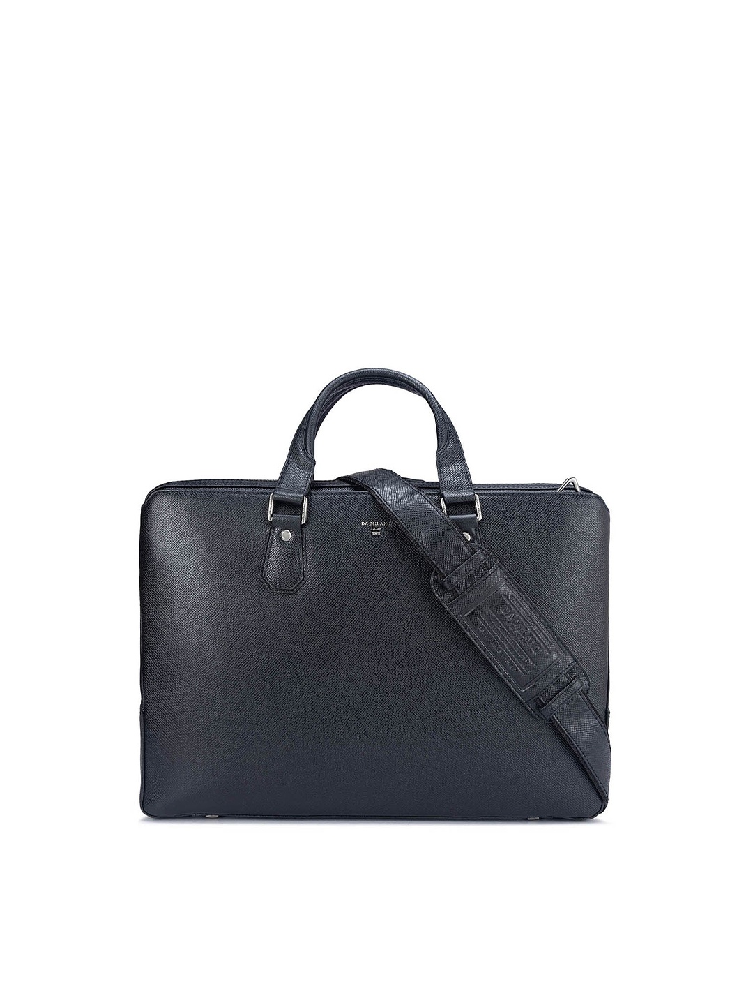 

Da Milano Textured Leather Laptop Bag, Black