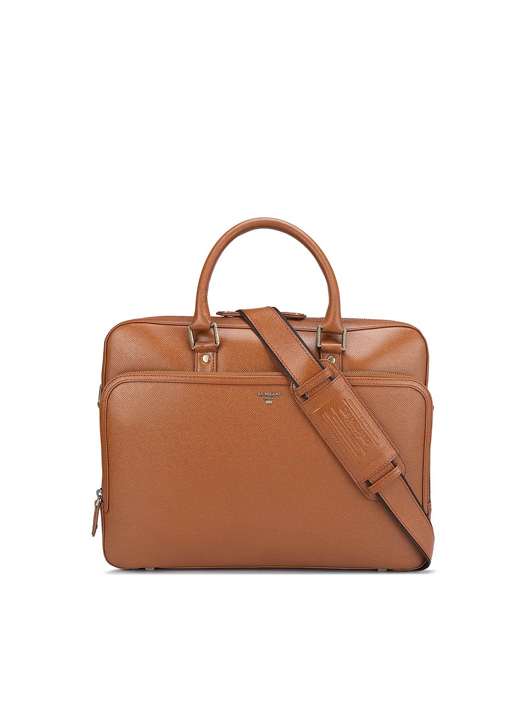 

Da Milano Textured Leather Laptop Bag, Brown