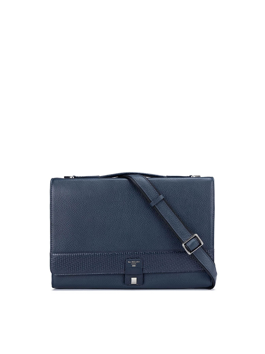 

Da Milano Textured Leather Laptop Bag, Navy blue
