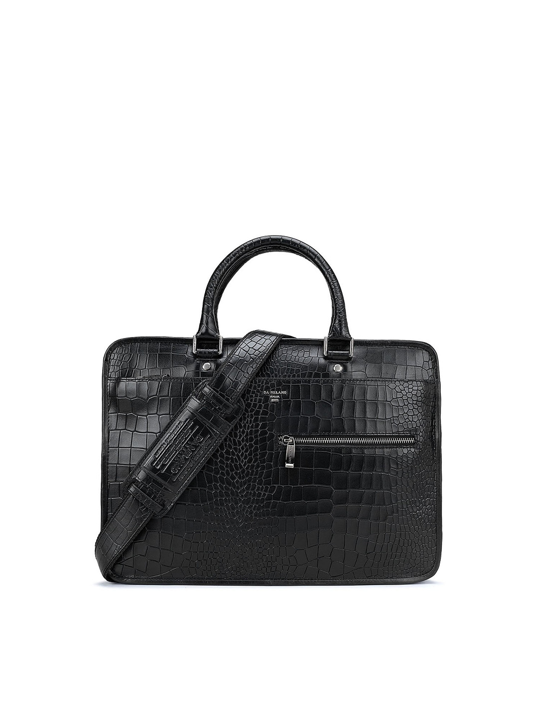 

Da Milano Textured Leather Laptop Bag, Black