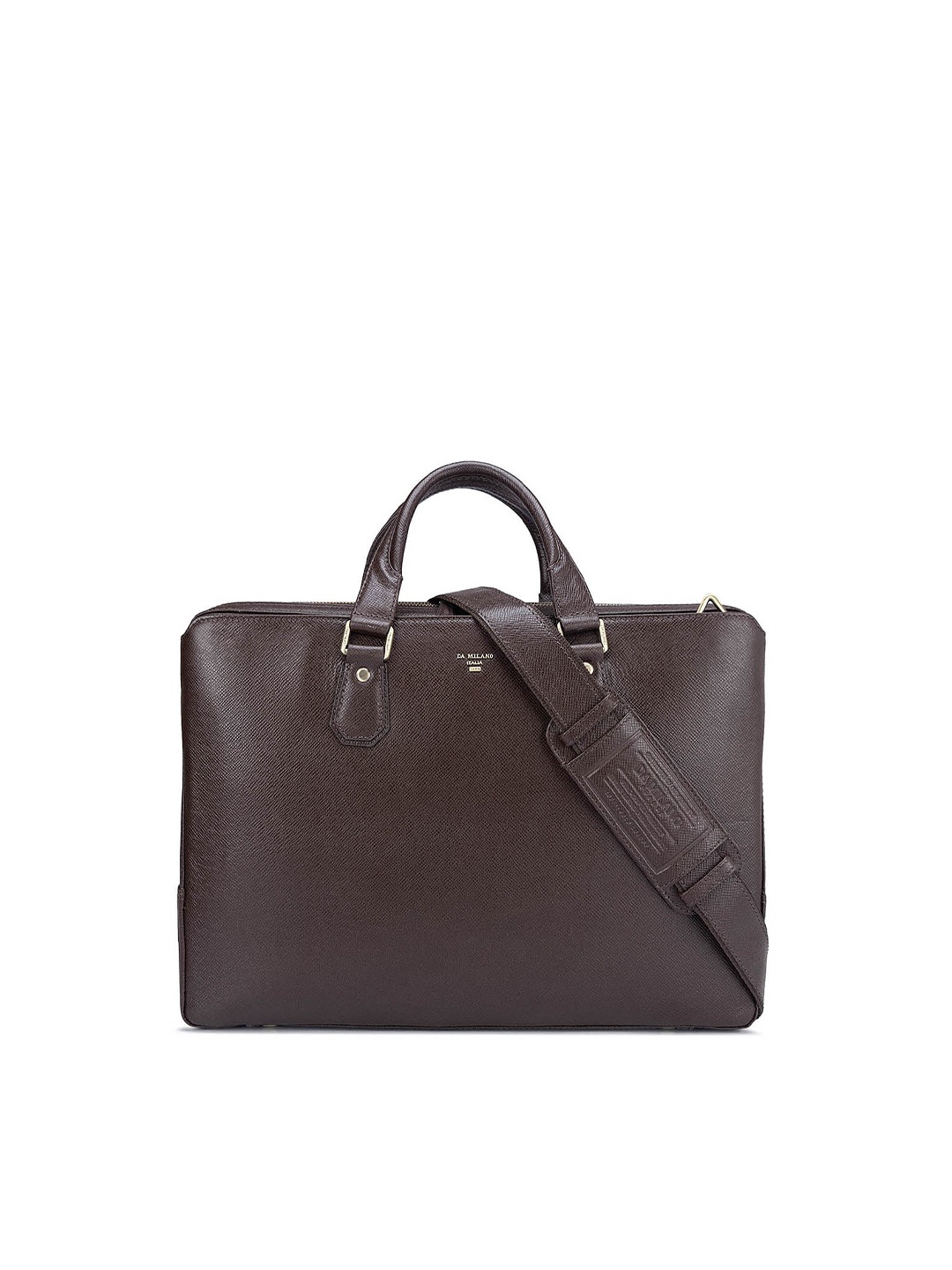 

Da Milano Textured Leather Laptop Bag, Brown