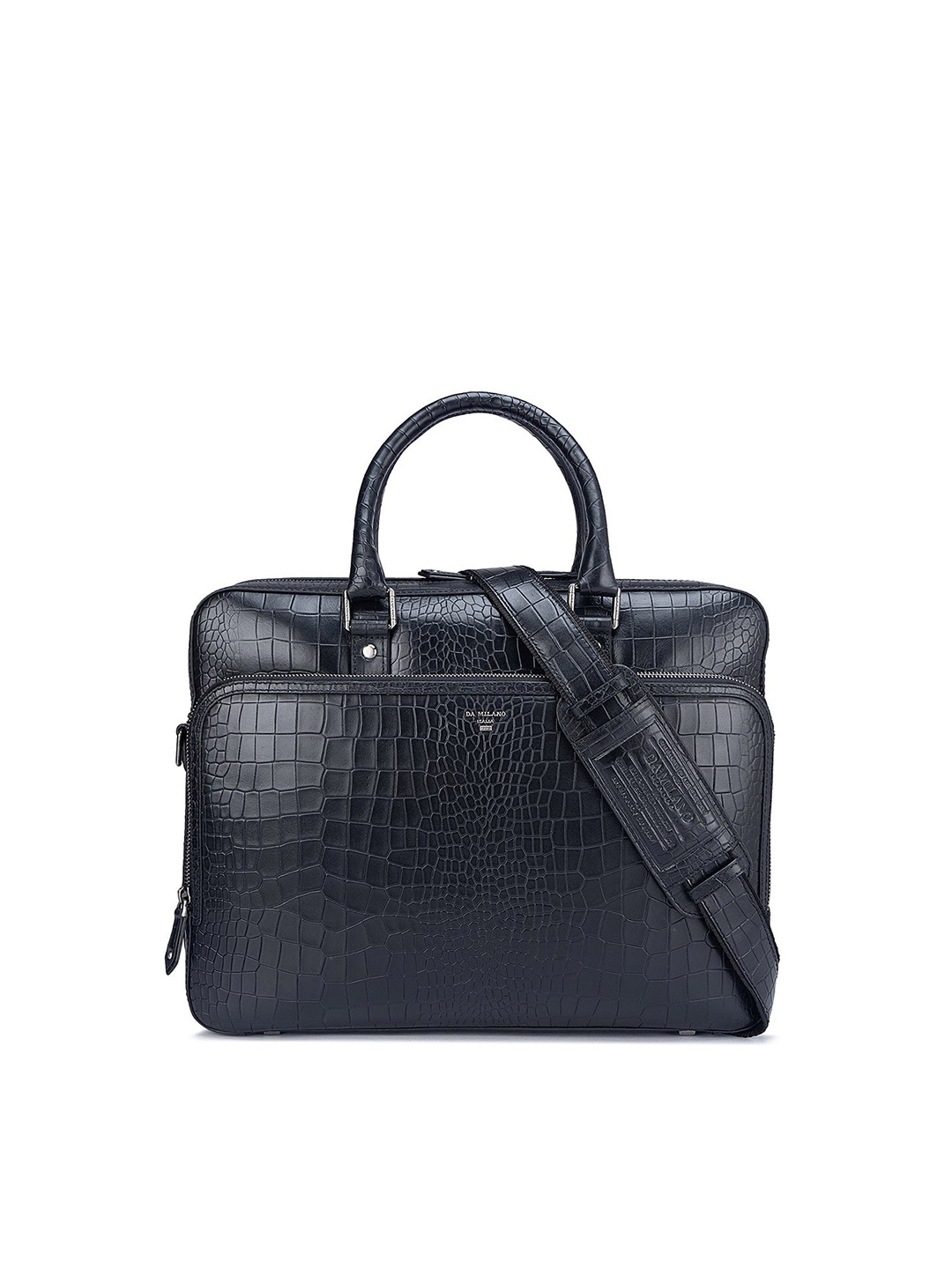 

Da Milano Textured Leather Laptop Bag, Black
