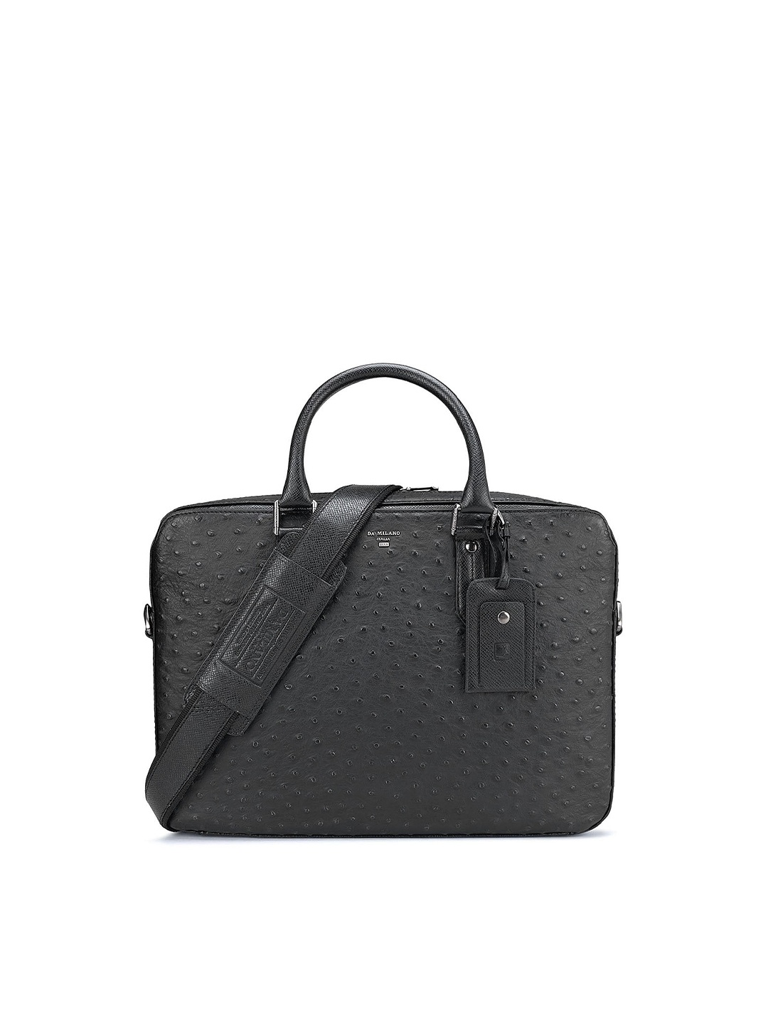 

Da Milano Textured Leather Laptop Bag, Black