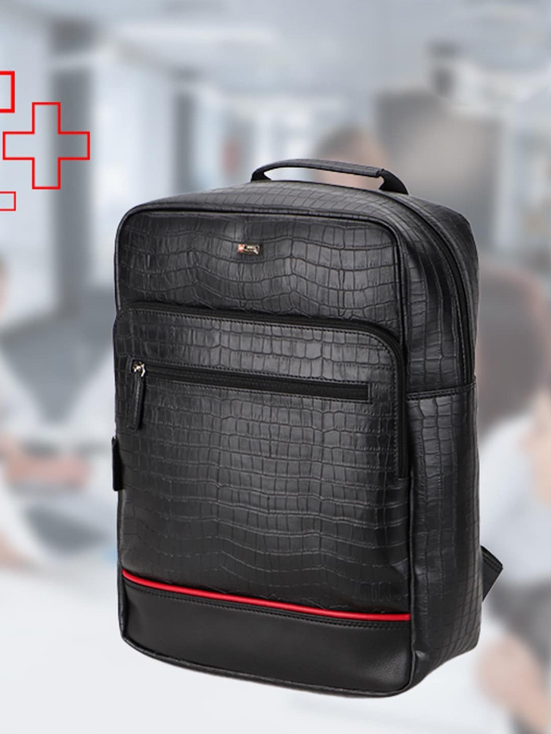 

SWISS MILITARY Men Leather Laptop Bag, Black