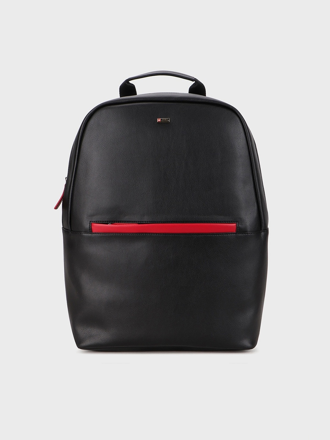 

SWISS MILITARY Men Black & Red Leather Laptop Bag
