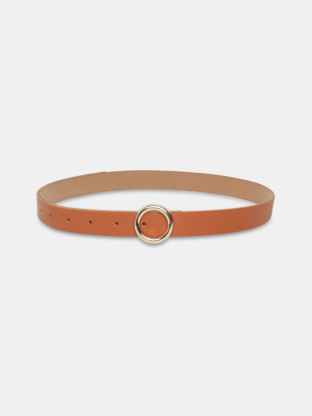 

20Dresses Women Round Buckle Push Pin Closure Belt, Brown