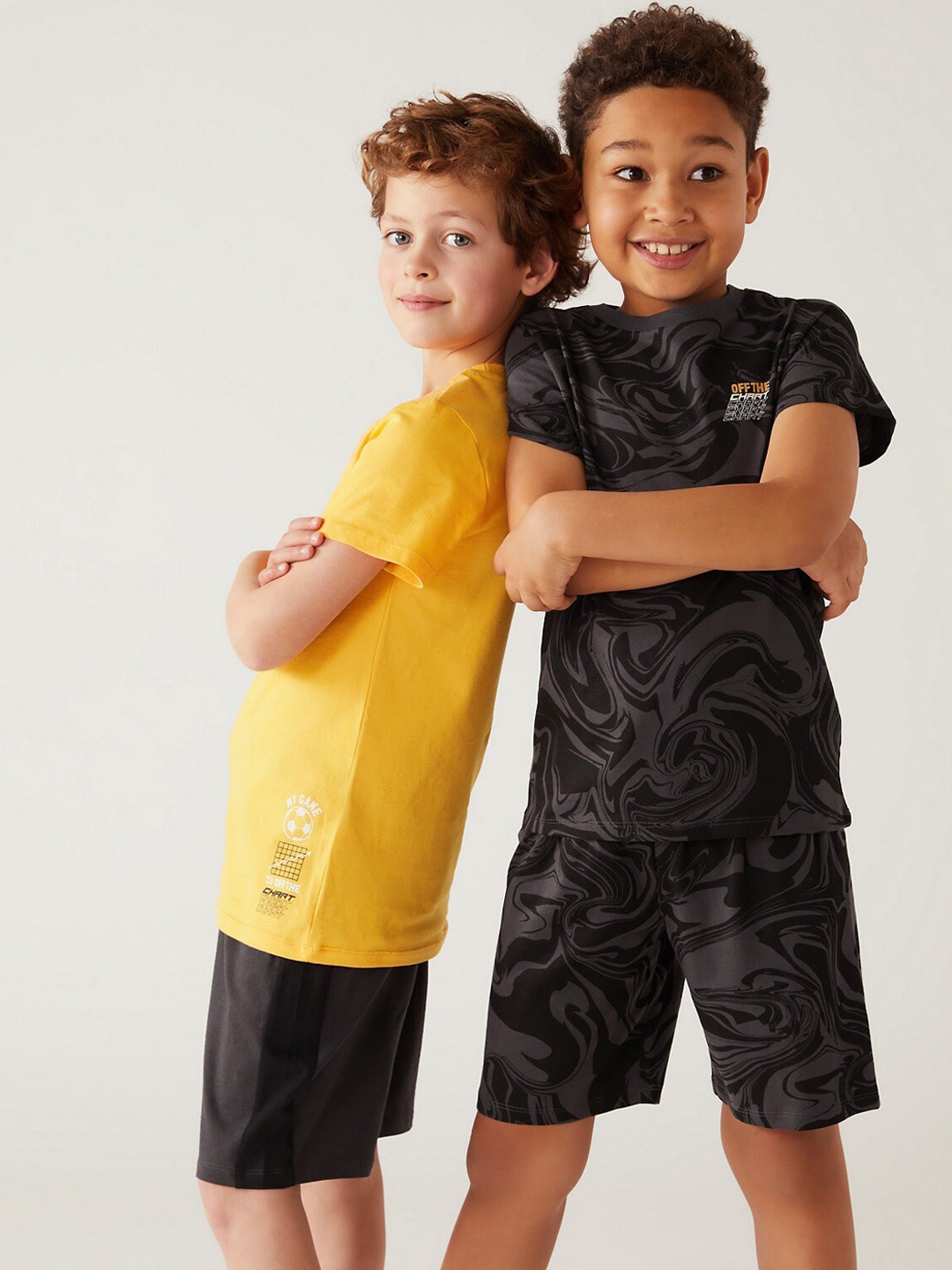

Marks & Spencer Boys Pack Of 2 Abstract Printed Pure Cotton Night Suit, Yellow