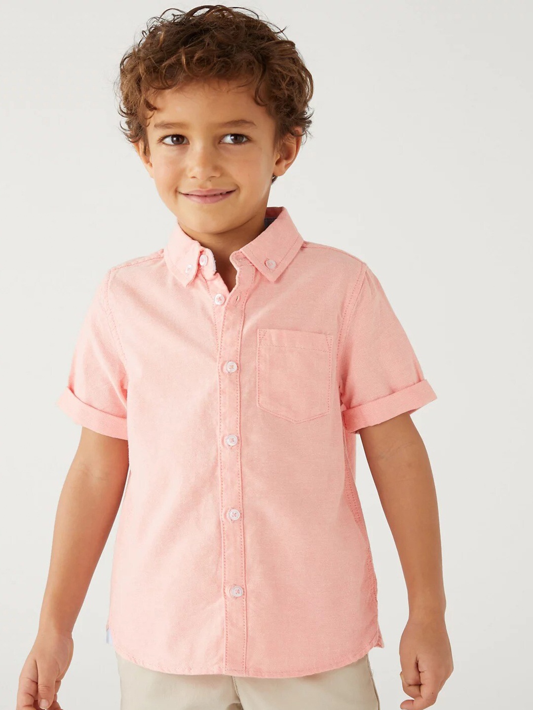 

Marks & Spencer Boys Casual Cotton Shirt, Peach