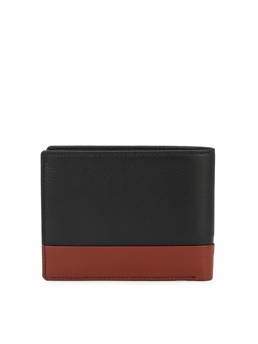 

Pacific Gold Men Colourblocked Leather Two Fold Wallet, Black