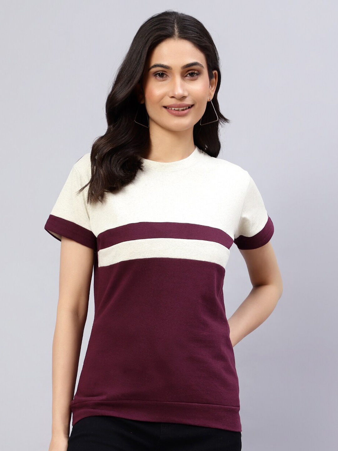 

DIAZ Colourblocked Cotton T-shirt, Maroon