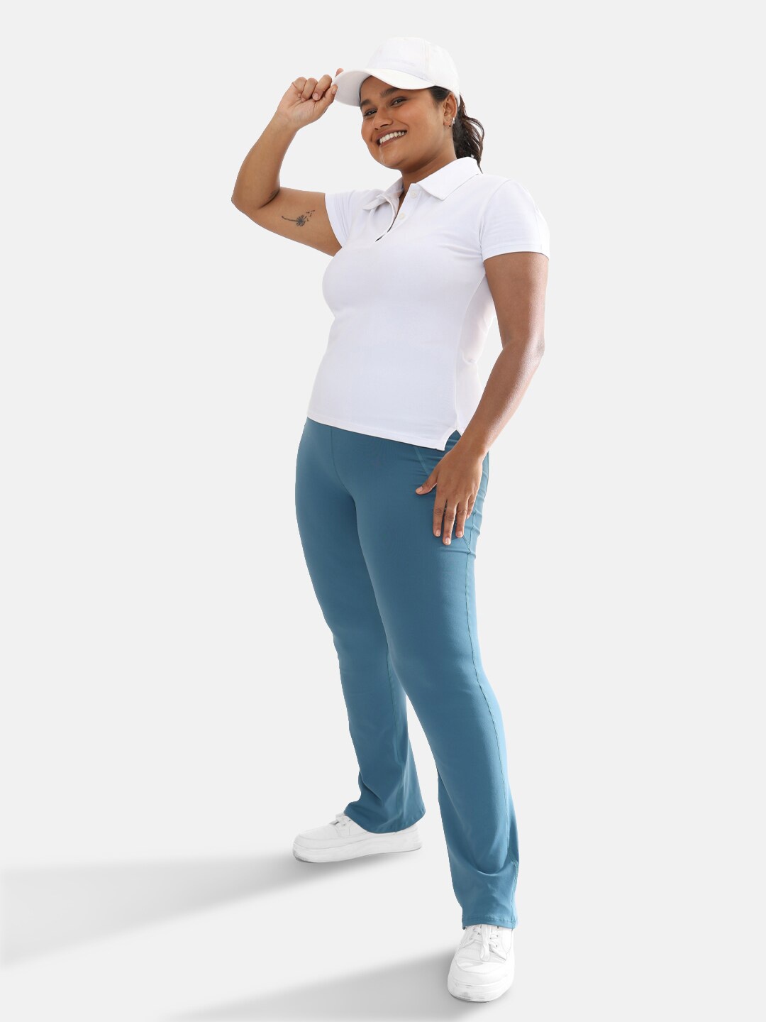 

Blissclub The Last Tee Polo Collar Moisture Wicking Yoga T-shirt, White