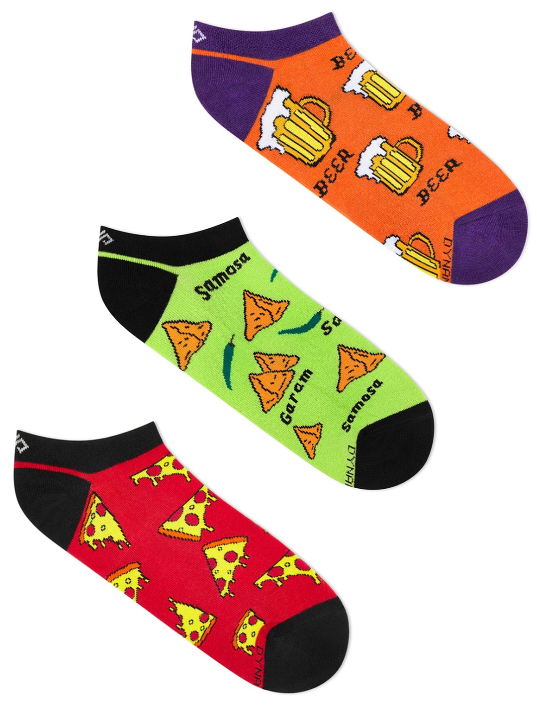 

Dynamocks Pack Of 3 Patterned Ankle Length Socks, Red