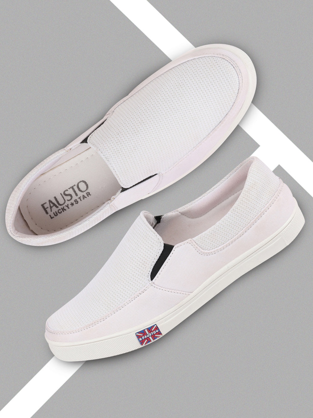 

FAUSTO Men Lightweight Slip-On Sneakers, White