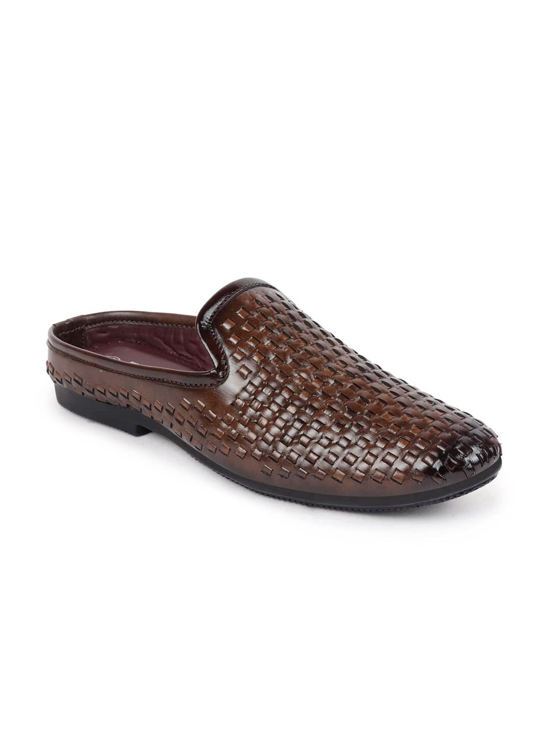 

FAUSTO Men Textured Lightweight Mojaris, Brown