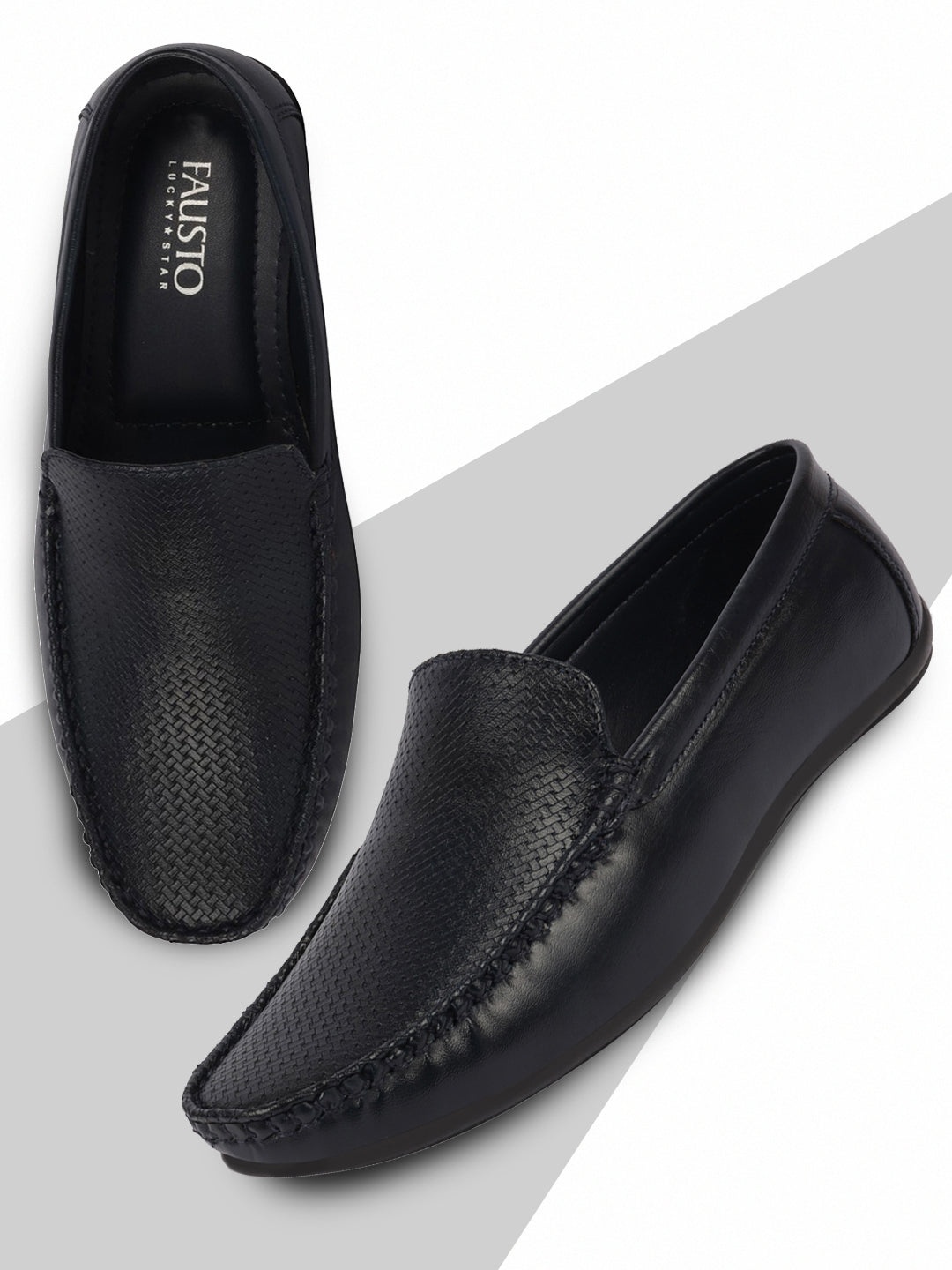 

FAUSTO Men Textured Lightweight Loafers, Navy blue