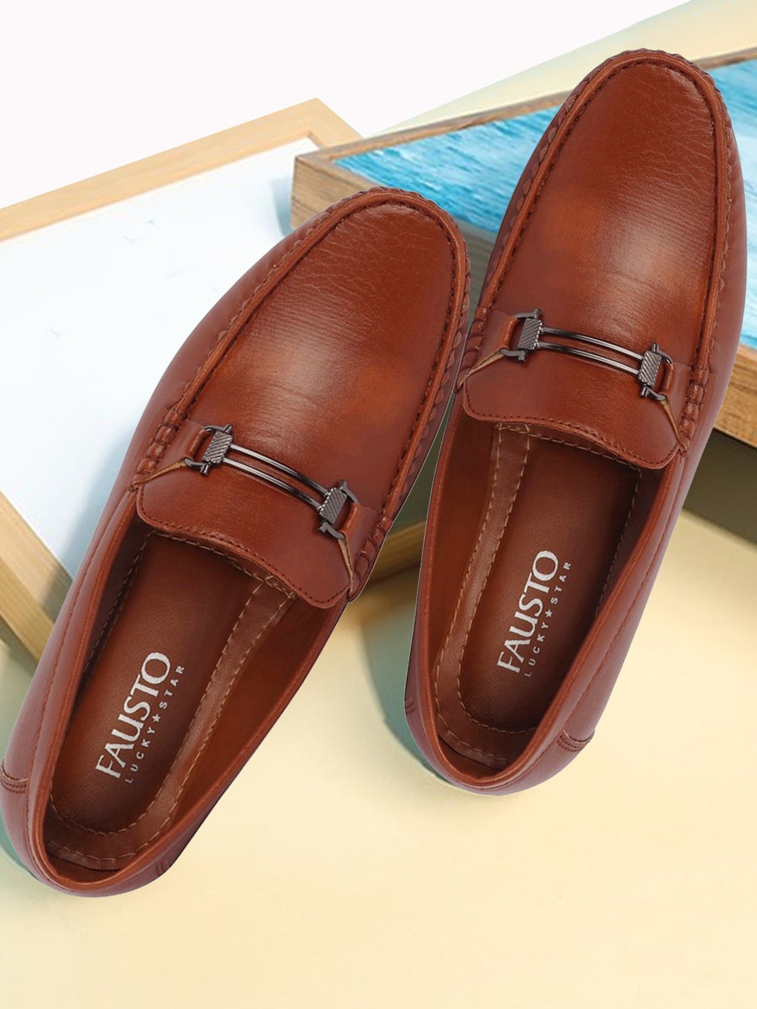

FAUSTO Men Lightweight Horsebit Loafers, Tan
