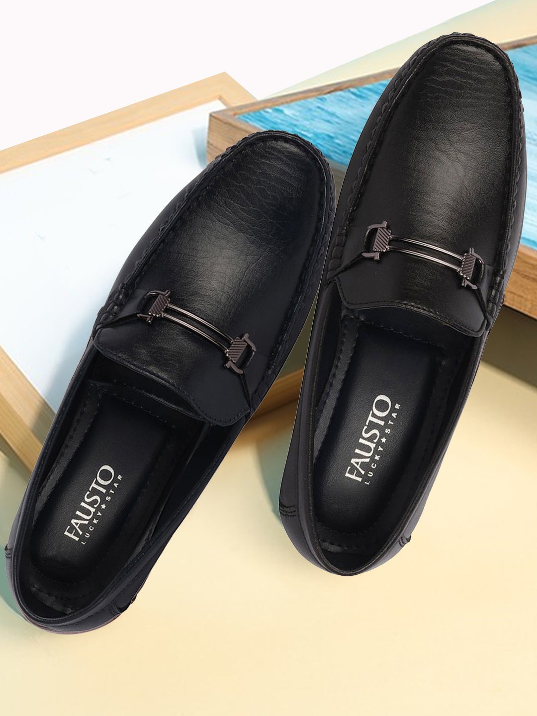 

FAUSTO Men Lightweight Horsebit Loafers, Black